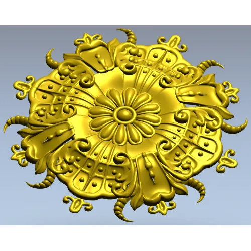 Ornate Floral Rosette STL for CNC Carving