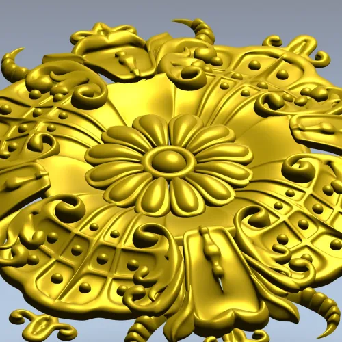 Ornate Floral Rosette STL for CNC Carving