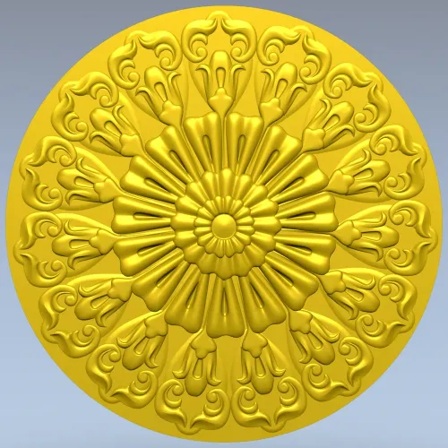 Ornate Sunburst Rosette - STL 3D Model for CNC