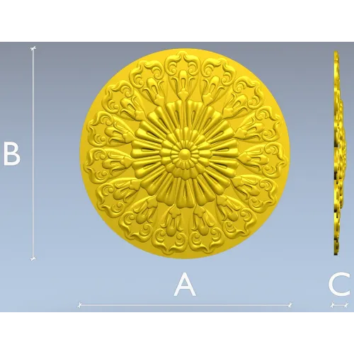Ornate Sunburst Rosette - STL 3D Model for CNC