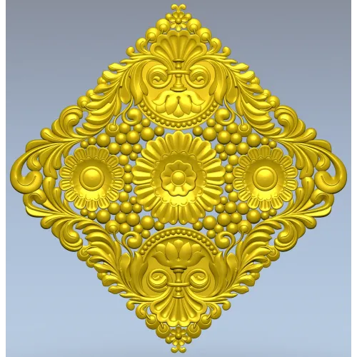Diamond Baroque Rosette - STL 3D model for CNC routing
