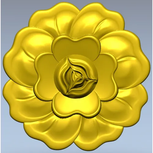 Floral Rosette STL for CNC - High Relief Decorative Medallion