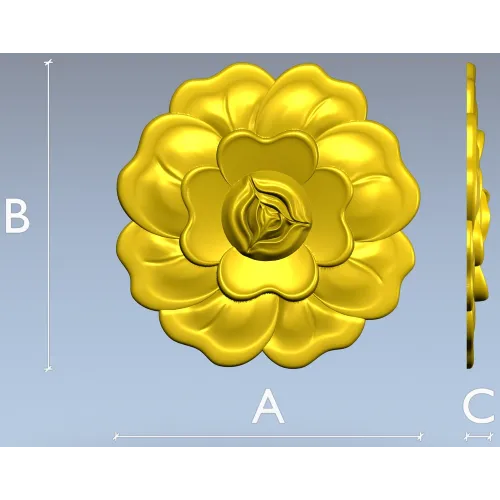 Floral Rosette STL for CNC - High Relief Decorative Medallion