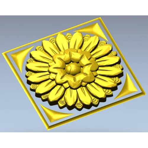 Sunburst square rosette STL 3D model for CNC