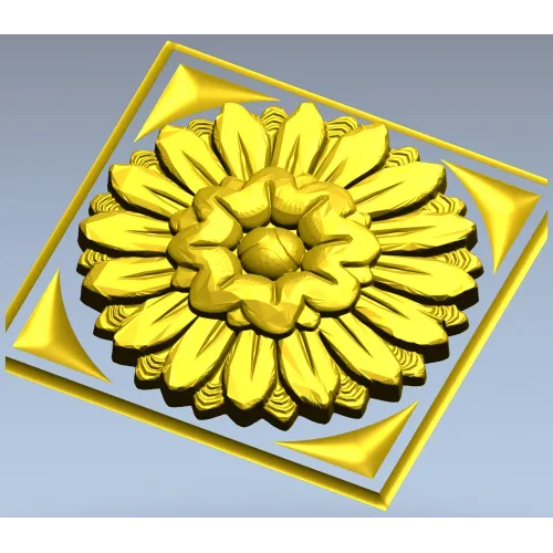 Sunburst square rosette STL 3D model for CNC