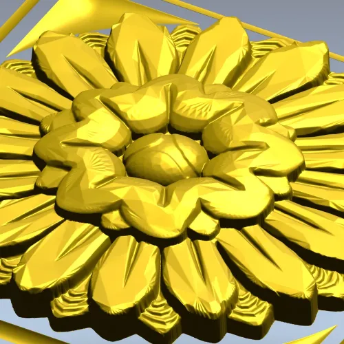Sunburst square rosette STL 3D model for CNC
