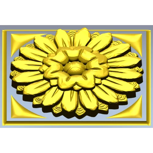 Sunburst square rosette STL 3D model for CNC