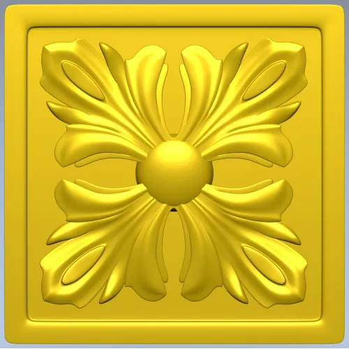 Square Acanthus Rosette STL for CNC