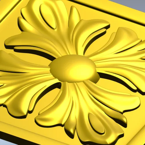 Square Acanthus Rosette STL for CNC