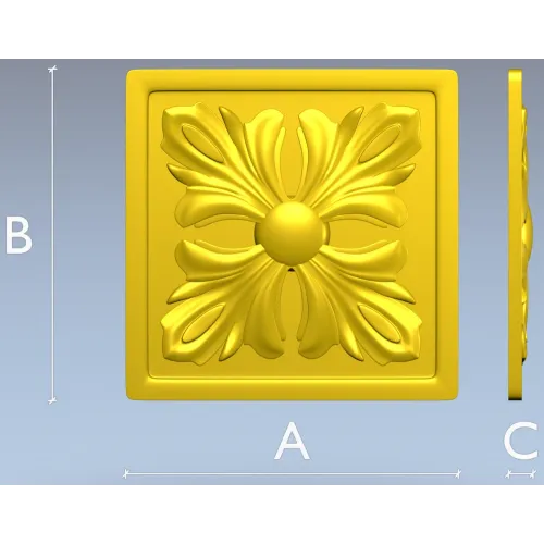 Square Acanthus Rosette STL for CNC