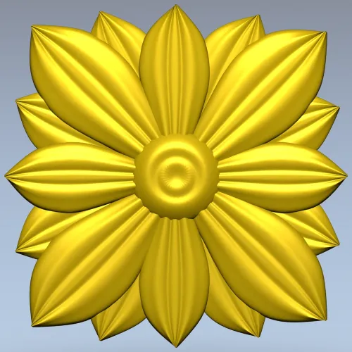 Layered Floral Rosette STL - decorative 3D model for CNC