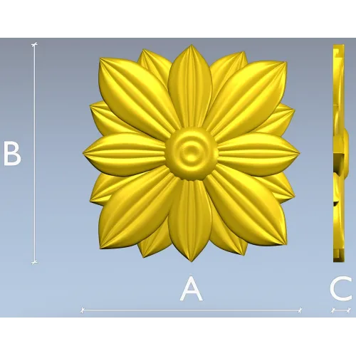 Layered Floral Rosette STL - decorative 3D model for CNC
