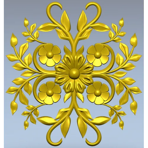 Floral Sunburst Rosette - STL 3D model for CNC