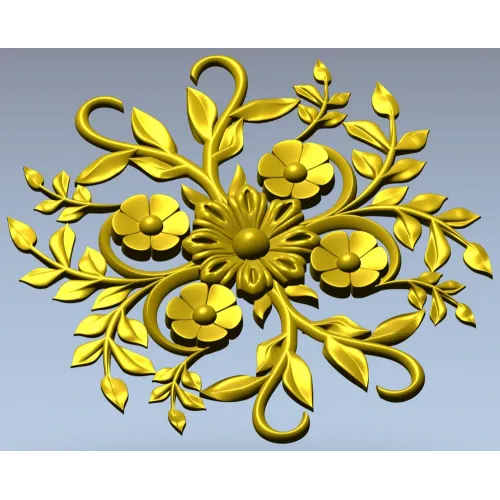 Floral Sunburst Rosette - STL 3D model for CNC