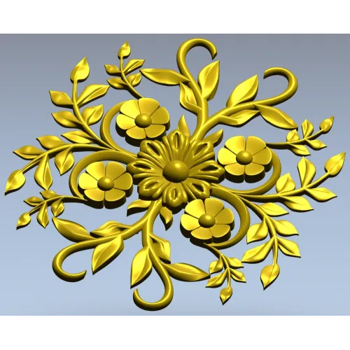 Floral Sunburst Rosette - STL 3D model for CNC