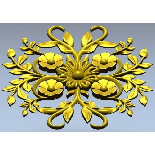 Floral Sunburst Rosette - STL 3D model for CNC