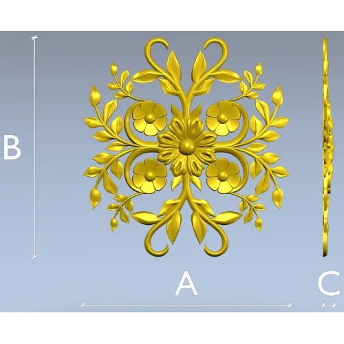Floral Sunburst Rosette - STL 3D model for CNC