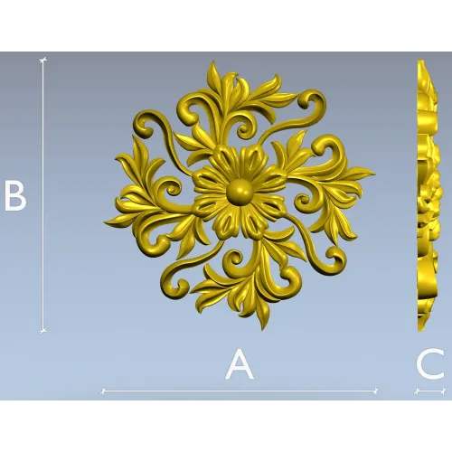 Florentine Bloom Rosette - detailed STL 3D model for CNC milling