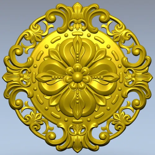 Baroque Floral Rosette STL for CNC
