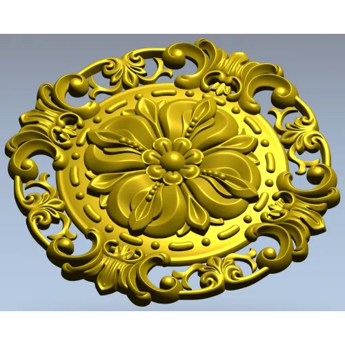 Baroque Floral Rosette STL for CNC