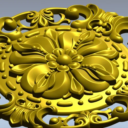 Baroque Floral Rosette STL for CNC