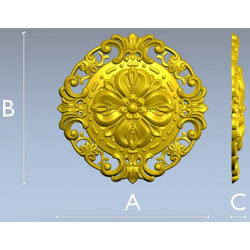 Baroque Floral Rosette STL for CNC