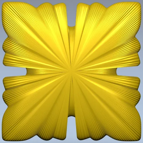 Square Floral Rosette STL for CNC Milling
