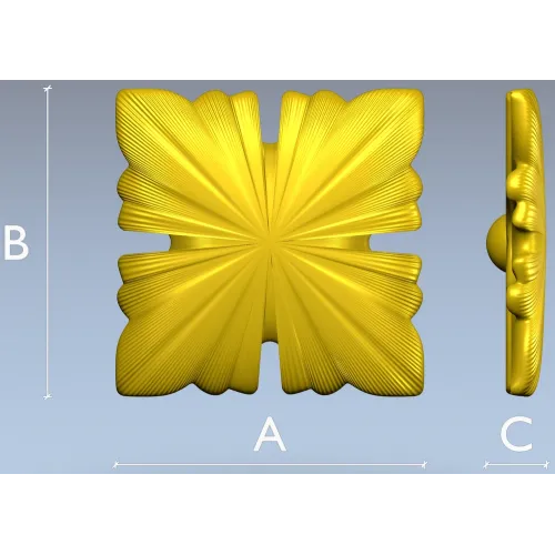 Square Floral Rosette STL for CNC Milling