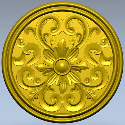Round Floral Rosette STL 3D Model for CNC Carving