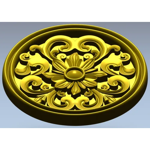 Round Floral Rosette STL 3D Model for CNC Carving