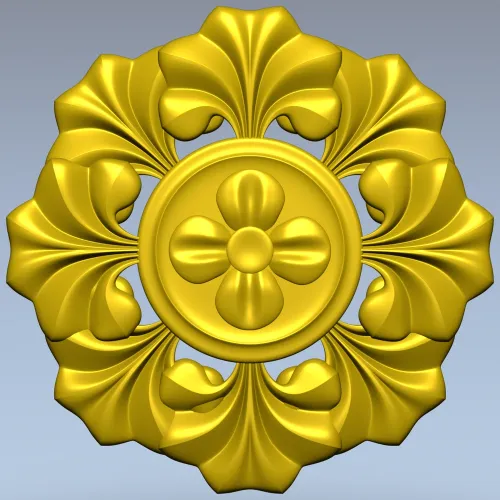Classic Floral Rosette STL for CNC Carving