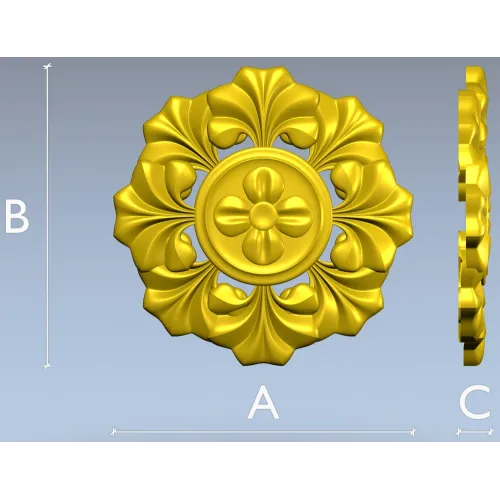 Classic Floral Rosette STL for CNC Carving