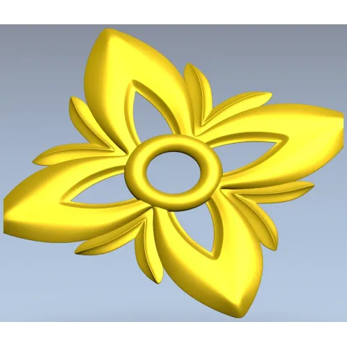 Floral Four-Petal Rosette - STL 3D Model for CNC