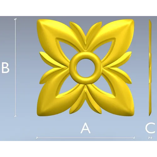 Floral Four-Petal Rosette - STL 3D Model for CNC
