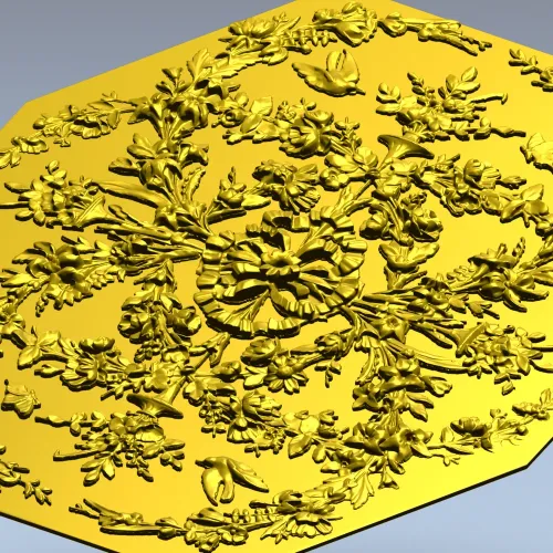 Восьмиугольная резная розетка - декоративная 3D модель STL для ЧПУ