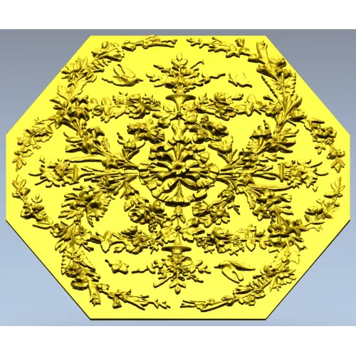 Восьмиугольная резная розетка - декоративная 3D модель STL для ЧПУ
