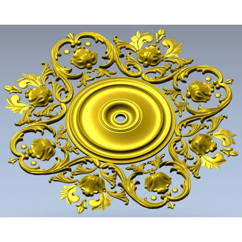 Baroque Floral Rosette - STL 3D Model for CNC