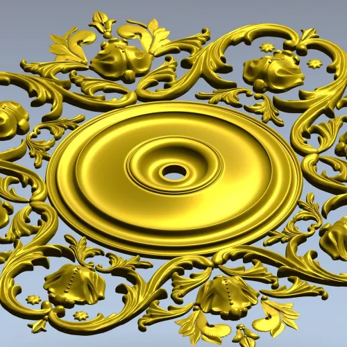 Baroque Floral Rosette - STL 3D Model for CNC