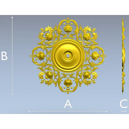 Baroque Floral Rosette - STL 3D Model for CNC