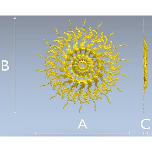 Sunburst Acanthus Rosette STL