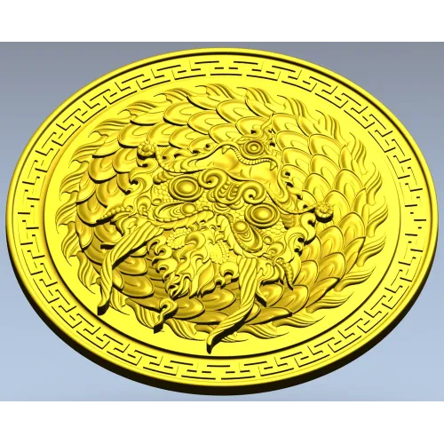 Imperial Dragon Medallion - high-relief STL for CNC