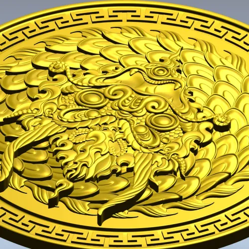 Imperial Dragon Medallion - high-relief STL for CNC