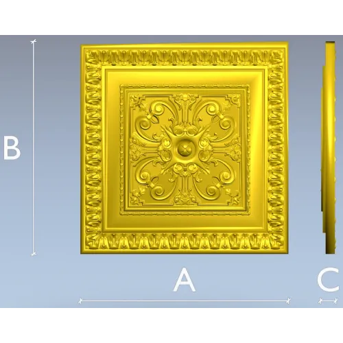 Florentine Square Rosette - STL 3D model for CNC carving