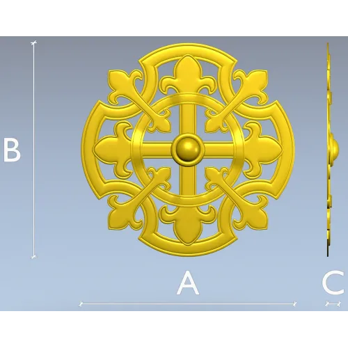 Gothic Fleur Rosette - STL 3D model for CNC carving