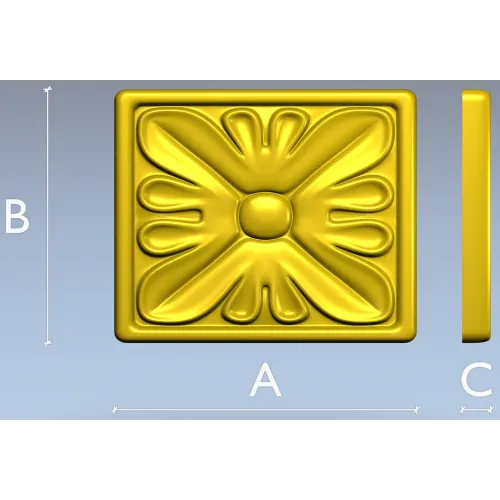 Square Floral Rosette STL for CNC Routing