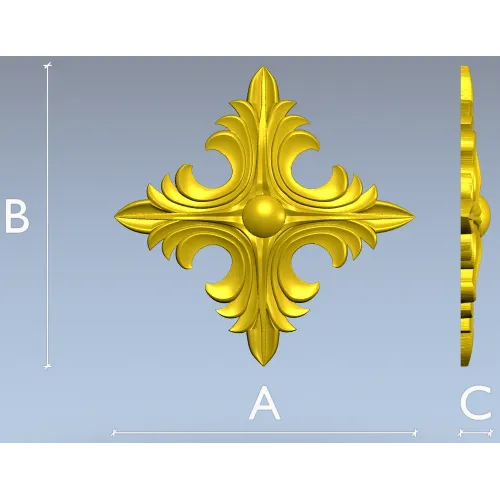 Acanthus Diamond Rosette - STL 3D model for CNC router