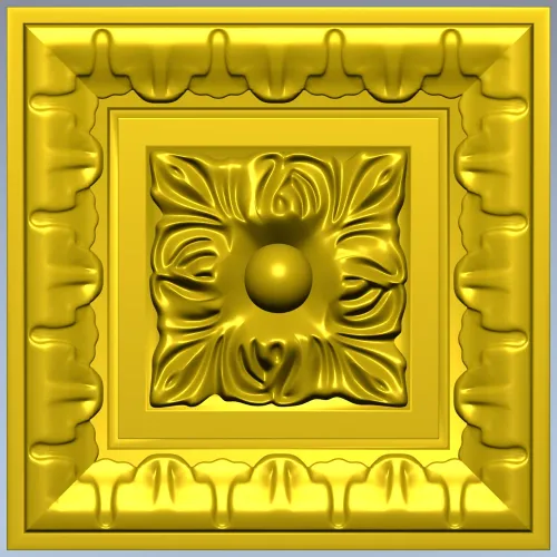 Square Floral Rosette STL for CNC Milling