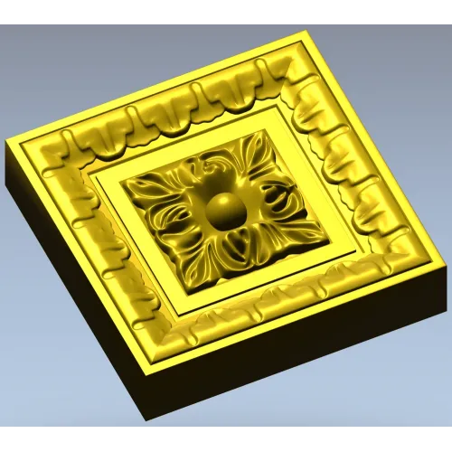 Square Floral Rosette STL for CNC Milling