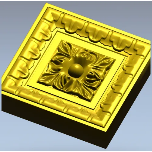 Square Floral Rosette STL for CNC Milling