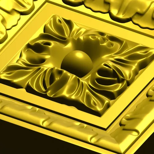Square Floral Rosette STL for CNC Milling